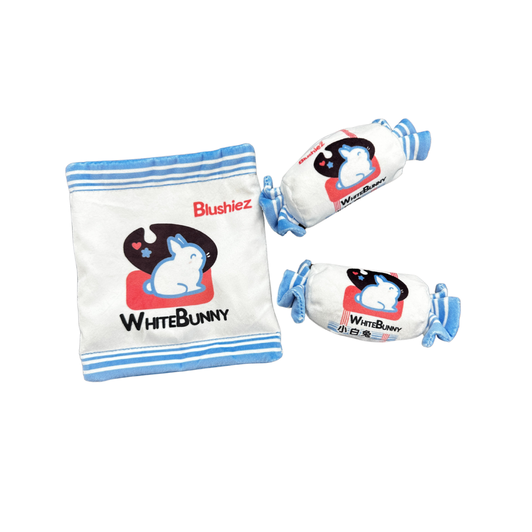 white bunny rabbit dog nose work toy set
