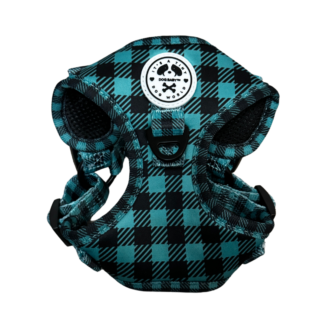 walkies pnw dog harness green plaid