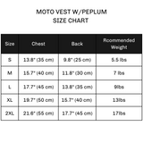 moto dog vest with peplum size chart