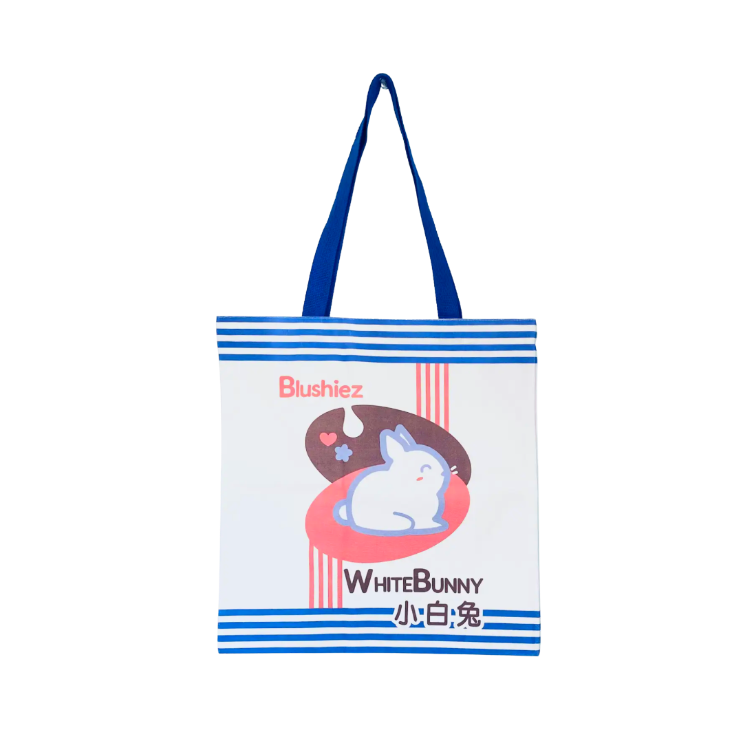 White Bunny Cotton Canvas Tote Bag