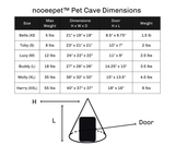 nooeepet pet cave size chart