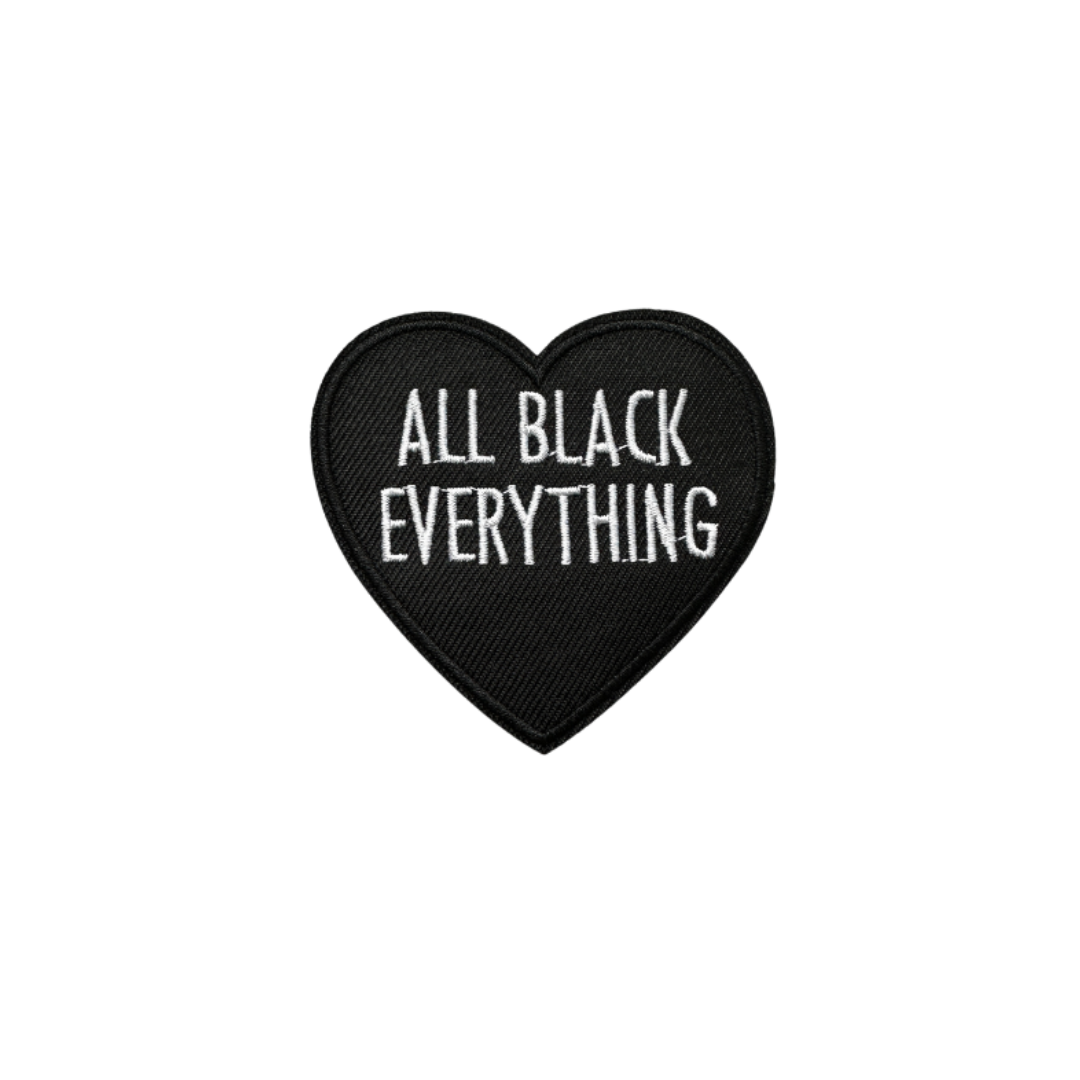 Embroidered Patch All Black Everything Heart