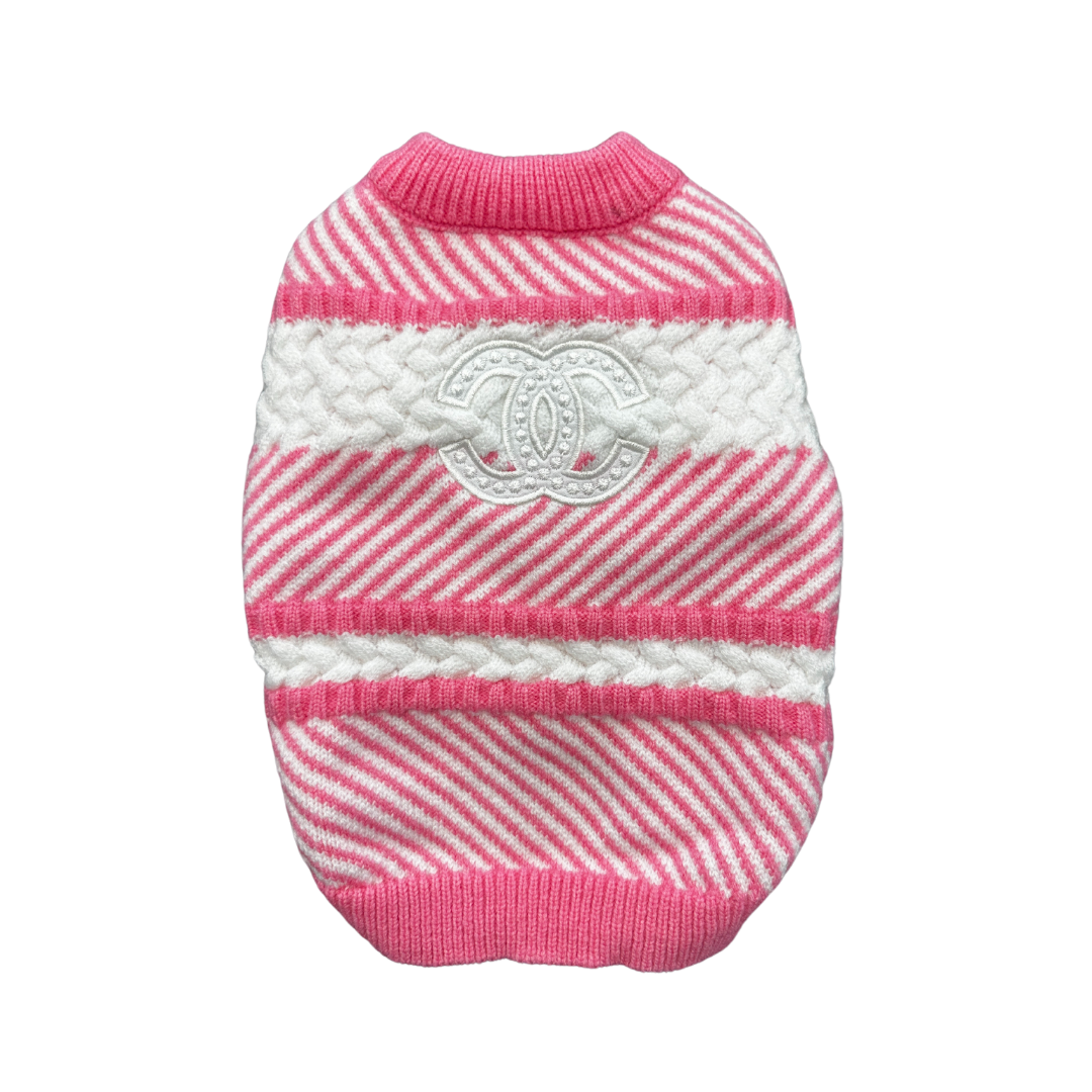 cute & cozy designer inspired dog sweater pink