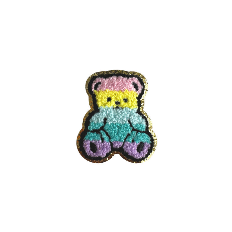 chenille rainbow bear patch for dog denim vests