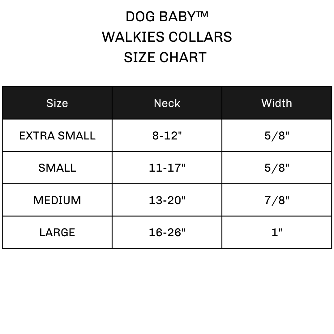 Walkies Comfort Collar Size Chart