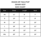 Heads or Tails Pup Vest Size Chart